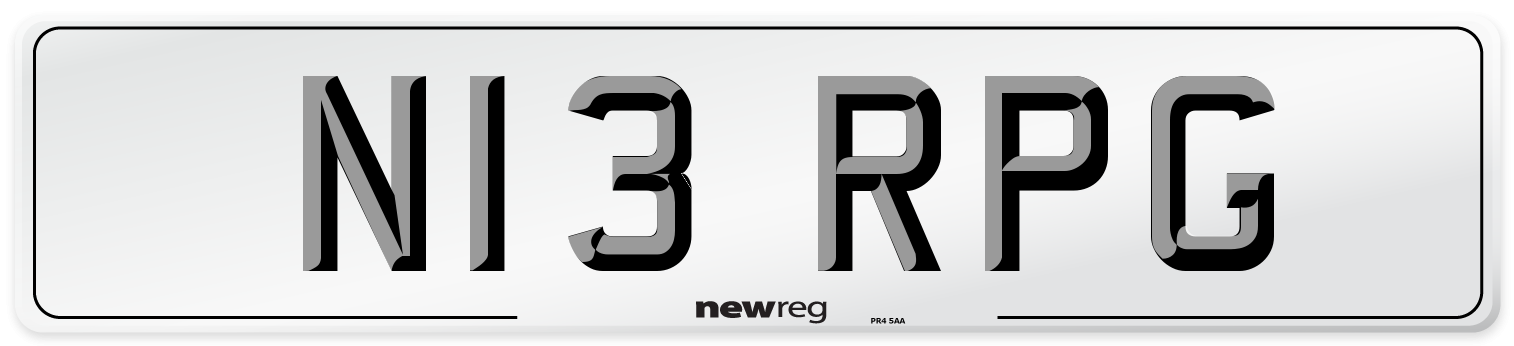N13 RPG Number Plate from New Reg